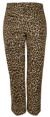 Michael Kors Women's Plus Size Cheetah Print Stretch Twill Pants 22W Dark Camel